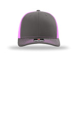 Richardson 112 Charcoal Neon Pink - front Flat