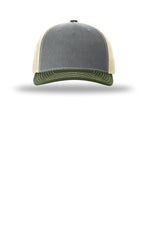 Richardson 112FP Heather Grey Birch Army Olive - front Flat