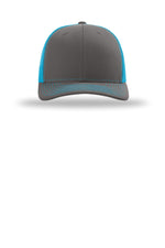 Richardson 112 Charcoal Neon Blue - front Flat