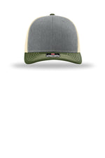 Richardson 112 Heather Grey Birch Army Olive - front Flat