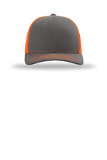 Richardson 112 Charcoal Neon Orange - front Flat